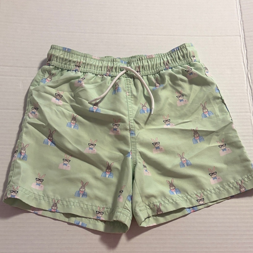 Cat & Jack Light Green Bunny Print Swim Shorts
